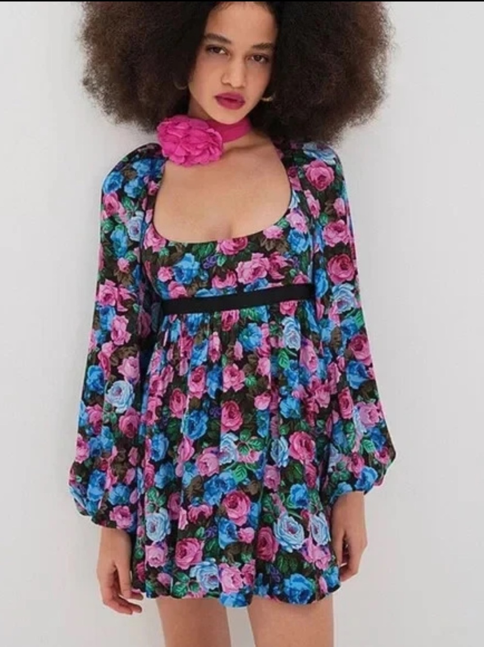 New For Love and Lemons Maggie Mini Dress Midnight Rose Floral Small